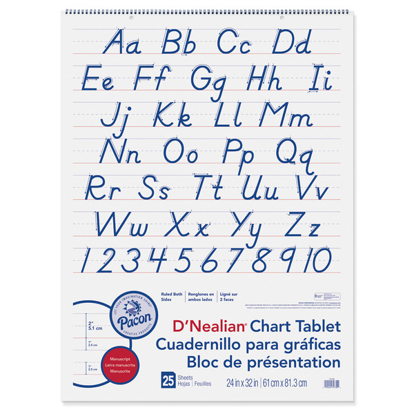 Pacon DftNealian® Chart Tablet, Manuscript Cover, 2" Ruled 24 x 32, 25 Shts 0074730